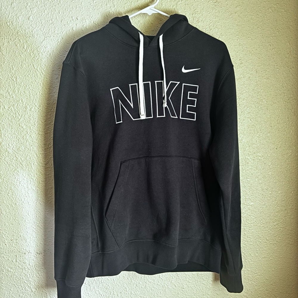 Nike Men's Black Hoodie with White Accents